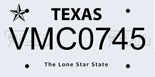 VMC0745 Texas License Plate