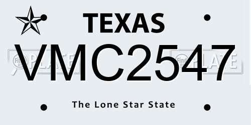 VMC2547 Texas License Plate