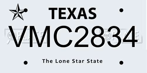 VMC2834 Texas License Plate