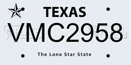 VMC2958 Texas License Plate