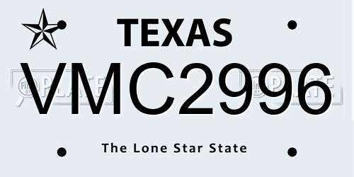 VMC2996 Texas License Plate