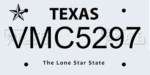 VMC5297 Texas License Plate