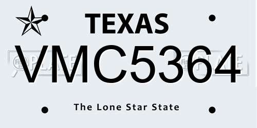 VMC5364 Texas License Plate