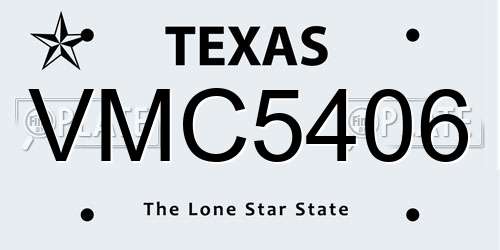 VMC5406 Texas License Plate