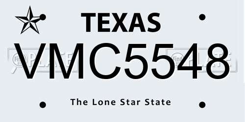 VMC5548 Texas License Plate