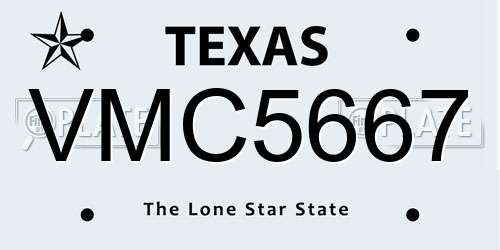 VMC5667 Texas License Plate