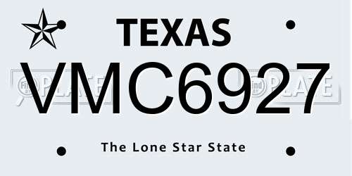 VMC6927 Texas License Plate