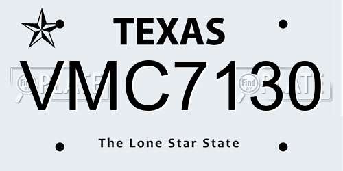 VMC7130 Texas License Plate