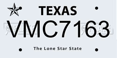 VMC7163 Texas License Plate