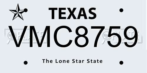 VMC8759 Texas License Plate