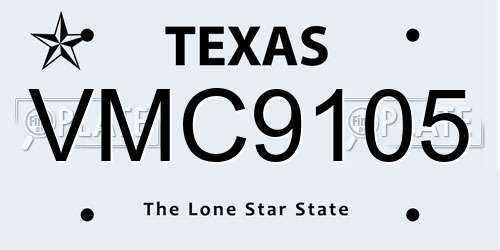 VMC9105 Texas License Plate