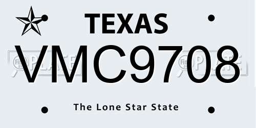 VMC9708 Texas License Plate