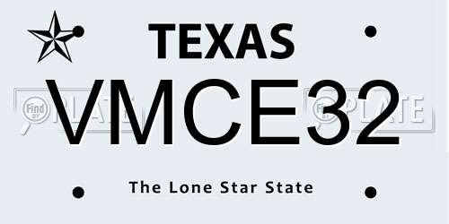 VMCE32 Texas License Plate