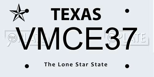 VMCE37 Texas License Plate