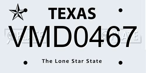VMD0467 Texas License Plate