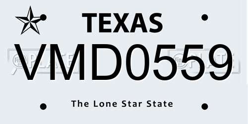 VMD0559 Texas License Plate