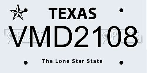 VMD2108 Texas License Plate