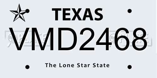 VMD2468 Texas License Plate