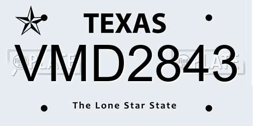 VMD2843 Texas License Plate