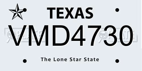 VMD4730 Texas License Plate