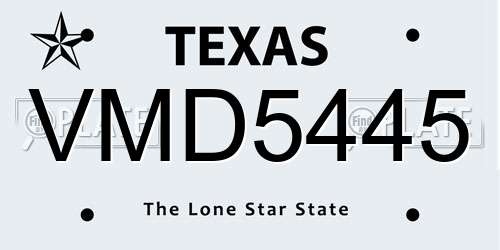 VMD5445 Texas License Plate