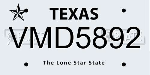 VMD5892 Texas License Plate