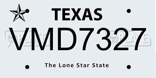 VMD7327 Texas License Plate
