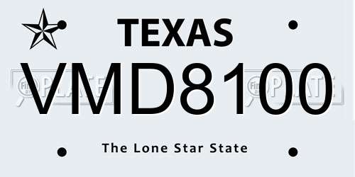 VMD8100 Texas License Plate