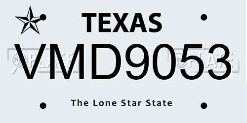VMD9053 Texas License Plate