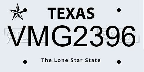 VMG2396 Texas License Plate