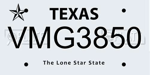 VMG3850 Texas License Plate