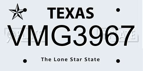VMG3967 Texas License Plate