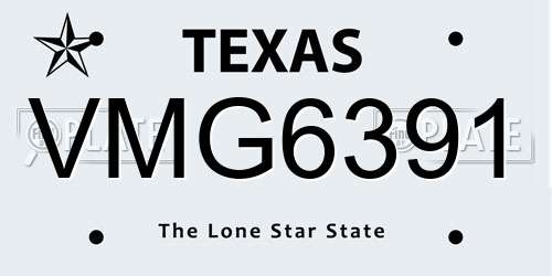 VMG6391 Texas License Plate