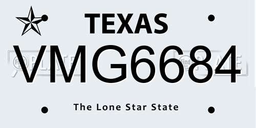 VMG6684 Texas License Plate