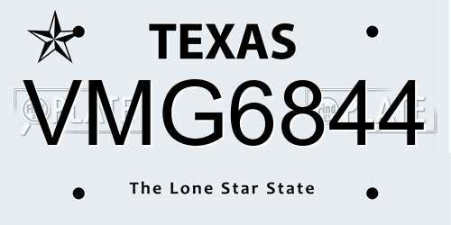 VMG6844 Texas License Plate