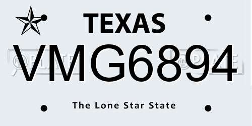 VMG6894 Texas License Plate