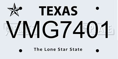 VMG7401 Texas License Plate