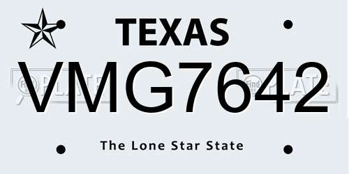 VMG7642 Texas License Plate
