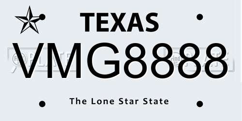 VMG8888 Texas License Plate