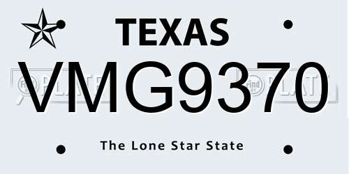 VMG9370 Texas License Plate