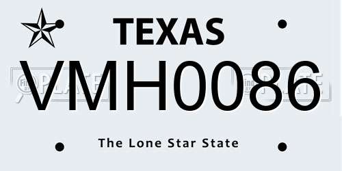VMH0086 Texas License Plate
