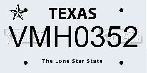 VMH0352 Texas License Plate