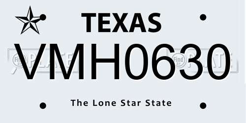 VMH0630 Texas License Plate
