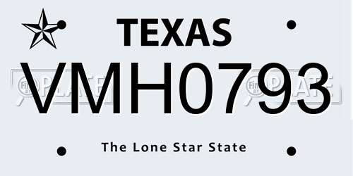 VMH0793 Texas License Plate