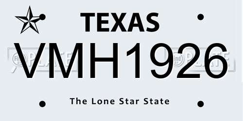VMH1926 Texas License Plate