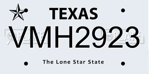 VMH2923 Texas License Plate