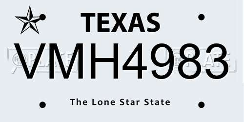 VMH4983 Texas License Plate