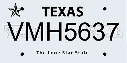 VMH5637 Texas License Plate