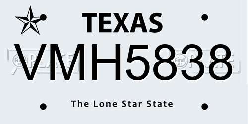 VMH5838 Texas License Plate