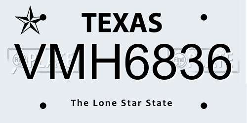 VMH6836 Texas License Plate